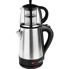 Sinbo STM-5836 Paslanmaz Çaydanlık Takımı Elektrikli Çay Makinesi 1600 Watt 1,7 L 0,7 L Cam Demlik