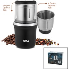 Sinbo SCM-2982 Krom Kahve ve Baharat Öğütücü 200W 100 gr 2 Değiştirilebilir Çelik Hazneli