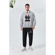 Zoka Wear Wednesday And Enid Dizi Film Baskılı Gri Siyah Eşofman Takımı