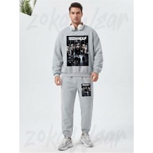 Zoka Wear Poster Dizi Teen Wolf T-Shi Baskılı Gri Eşofman Takımı