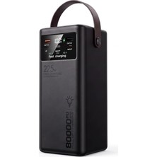 80.000 Mah Taşınabilir Güç Kaynağı, 22.5W Ultra Hızlı Şarj Powerbank, Dahili Kablolu ve LED Fenerli Kamp Tipi Harici Batarya, 4x USB ve Type-C Çıkışlı Taşınabilir Şarj Istasyonu