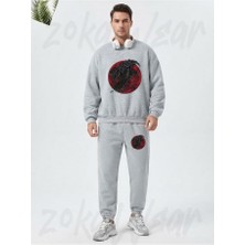 Zoka Wear Karga 3 Baskılı Gri Eşofman Takımı