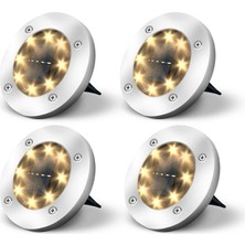 Solar Lights Dış Mekan Bahçe Tavan Lambası, Güneş Enerjisiyle Çalışan 8 Led, Peyzaj, Yürüme Yolu, Çim, Merdiven Güvertesi, Bahçe Dekorasyonu Için, Sıcak (4'lü Paket) [enerji Sınıfı A+++ [enerji