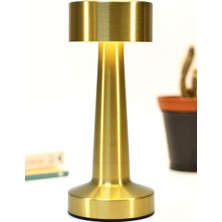 Şarjlı Dokunmatik Masa Lambası Metal 3 Işık Parlaklık Ayarlı Gece Masa Üstü Lamba Gold A3