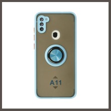 Nexora Living Samsung Galaxy A11 Kılıf Montreal Yüzüklü Silikon Kapak - Buz Mavi Nxrlvng