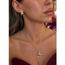 Dore Collection Marka Model Yaprak Figürlü Premium Çelik Takı Seti
