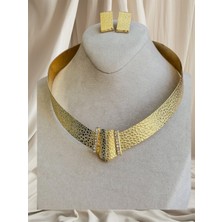 Dore Collection Klasik Gerdanlık ve Küpe Set - Düğün Seti