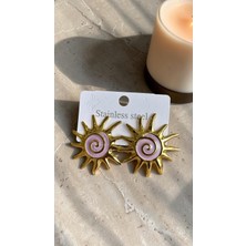Dore Collection Spiral Detaylı Güneş Formlu Cerrahi Çelik Küpe