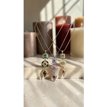 Dore Collection Vıp Model Geometrik Tılsım ve Kristal Taşlı Italyan Zincir Kolye