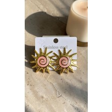 Dore Collection Spiral Detaylı Güneş Formlu Cerrahi Çelik Küpe