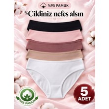 Naeema Cotton 5'li Kadın Karışık Renkli %95 Pamuk Likralı Bikini Külot Seti
