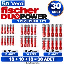 Fischer Duopower Dübel Seti 30 Adet – 6×30, 8×40, 10×50 mm | 3 Ölçü, Evde Montajın Yardımcısı
