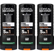 L'Oréal Paris Men Expert L'oreal Paris Men Expert Pure Carbon Total Clean 5in1 Kömürlü Duş Jeli 3 x 400 ml