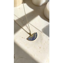 Dore Collection Yelpaze Formlu Mine Işçilikli Çiçek Dalı Figürlü Cerrahi Çelik Kolye
