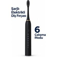 Akıllı Bayi Siyah Şarjlı Elektrikli Diş Fırçası 6 Modlu Aby