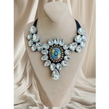 Dore Collection Kristal Taşlı ve Çiçek Figürlü Gösterişli Gerdanlık