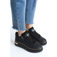 Chekich Dına Bağcıklı Fermuarlı Ortopedik Taban Kadın Sneaker Spor Ayakkabı Cst - Siyah/altın
