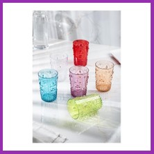 Salmore Akrilik Renkli 6'lı Kısa Bardak & Su Meşrubat Kahve Yanı Bardağı 400 ml ( Cam Değildir ) Bty