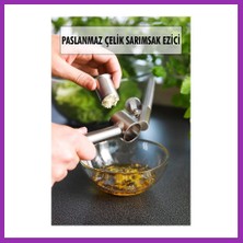 Salmore Hazneli Paslanmaz Metal Sarımsak ve Zencefil Ezici Doğrayıcı Bty