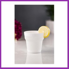 Salmore Akrilik Beyaz Tekli Kısa Bardak & Su Meşrubat Kahve Yanı Bardağı 300 ml ( Cam Değildir ) Bty