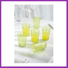 Salmore Akrilik Yeşil 6'lı Kısa Bardak & Su Meşrubat Kahve Yanı Bardağı 400 ml ( Cam Değildir ) Bty
