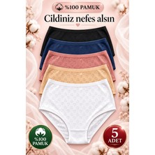 Naeema Cotton 5'li Kadın Karışık Renkli %100 Pamuk Yüksek Bel Külot Seti