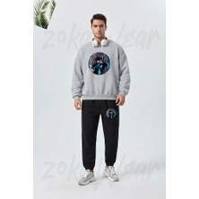 Zoka Wear Wednesday Cello Cello Dizi Baskılı Gri Siyah Eşofman Takımı