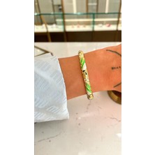 Dore Collection Premium Çiçek Motifli Lüks Mineli Kelepçe Bilezik