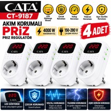 4000W Akım Korumalı LED Göstergeli Priz 4 Adet Kompakt Tasarım ile Güvenli Kullanım