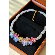 Dore Collection Premium Floral Akrilik Boru Boncuk Kolye (Vıp Seri)