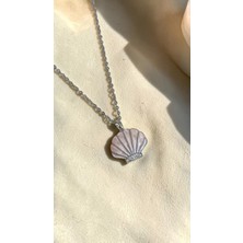 Dore Collection Zirkon Taşlı Sedefli Deniz Kabuğu Formlu Cerrahi Çelik Kolye