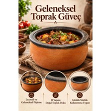 Piev Doğal El Yapımı Fırınlanmış Toprak Güveç Tencere 28 cm
