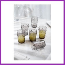 Salmore Akrilik Füme 6'lı Kısa Bardak & Su Meşrubat Kahve Yanı Bardağı 400 ml ( Cam Değildir ) Bty