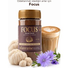 Plantwise Focus Aslan Yelesi & Hindiba Kahvesi – Kafeinsiz, Yüksek Lifli, Vegan, Lion’s Mane, 100 G Cam Kavanoz