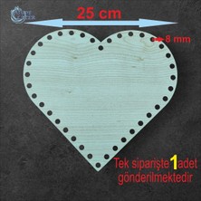 Asude Hediyelik Ahşap Kalp Krem 25 cm 1 Ad Bambu Tepsi Örgü Plakası Supla Delikli Altlık Tığ Taban Işi Sepet Tabanı