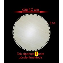 Asude Hediyelik Ahşap 42 cm Yuvarlak 1 Ad Bambu Tepsi Örgü Plakası Supla Delikli Altlık Tığ Taban Işi Sepet Tabanı