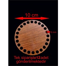 Asude Hediyelik Ahşap Ceviz 10 cm 12 Ad Bambu Tepsi Örgü Plakası Supla Delikli Altlık Tığ Taban Işi Sepet Tabanı