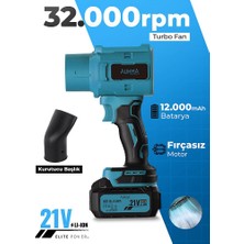 Auhma AHV-18 32.000 RPM Turbo Fan Hava Üfleyici Mavi Kömürsüz Motor (Brushless) - 32.000 Rpm Oto Kurutma, Pc Temizleme ve Bahçe Üfleme Makinesi  Yeni Ürün Adı ve Elektronik Hız Ayarı