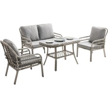 Capri Swing Pisa Ikili Rattan Bahçe Balkon Oturma Grubu Gri 750