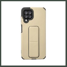 Bezos Samsung Galaxy A22 Uyumlu Kılıf Mega Standlı Silikon - Gold Nhr