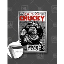 SML Tablo Çaki Korku Filmi Cult Of Chucky Film Posteri Çerçeveli Dikey Kanvas Tablo