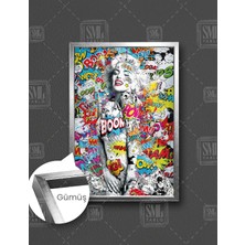 SML Tablo Marilyn Monroe Sokak Sanatı Grafiti Çerçeveli Dikey Kanvas Tablo