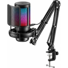 Glftech Yayıncı Mikrofonu Rgb USB Masa Kollu Pop Filtreli Canlı Yayın Podcast Kayıt Seti