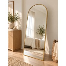 Ersan Dizayn Gold Metal Ayaklı Oval Çerçeveli Boy Aynası Tüm Vücut 70x180 cm Şık Tasarım