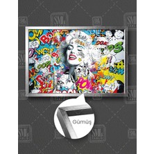 SML Tablo Marilyn Monroe Sokak Sanatı Grafiti  Çerçeveli Yatay Kanvas Tablo
