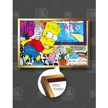 SML Tablo Simpson Bart Grafitti Sokak Sanatı  Çerçeveli Yatay Kanvas Tablo