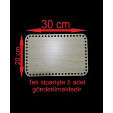 Asude Hediyelik Ahşap Krem 30X20 cm 5 Ad Bambu Tepsi Örgü Plakası Supla Delikli Altlık Tığ Taban Işi Sepet Tabanı