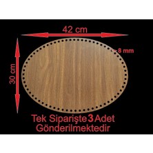 Asude Hediyelik Ahşap Ceviz 42X30 cm 3 Ad Bambu Tepsi Örgü Plakası Supla Delikli Altlık Tığ Taban Işi Sepet Tabanı