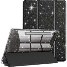 M.TK Moveteck Galaxy Tab S10 Fe Plus 13.1 Inç Kılıf Simli Işıltılı Parlak Standlı Kalem Bölmeli Flip Cover Glitter Case