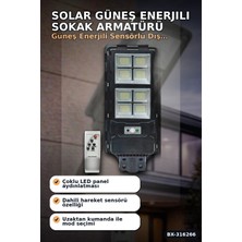 Solar Güneş Enerjili Sokak Armatürü 250W Sensörlü Kumandalı Beyaz Işık BX-316266